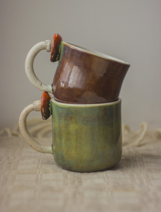 Puodeliai "Saulėlydis" ir "Saulėtekis "su grybo rankena 200ml/ 300ml