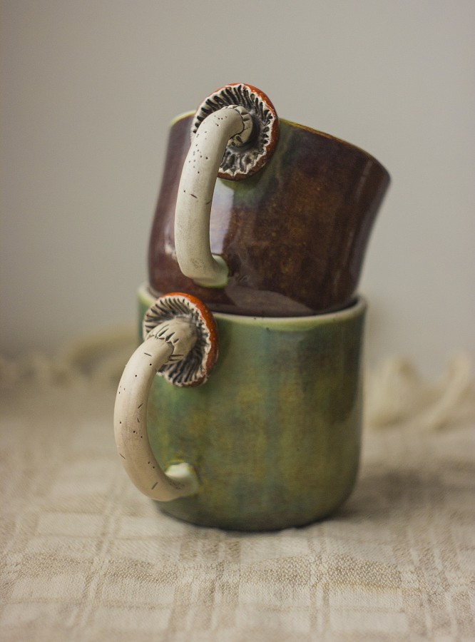 Puodeliai "Saulėlydis" ir "Saulėtekis "su grybo rankena 200ml/ 300ml