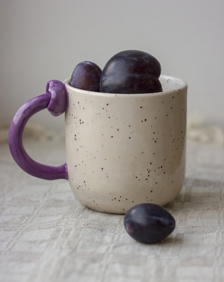 Puodelis su grybo rankena "Violetinis nuosėdis" 450 ml