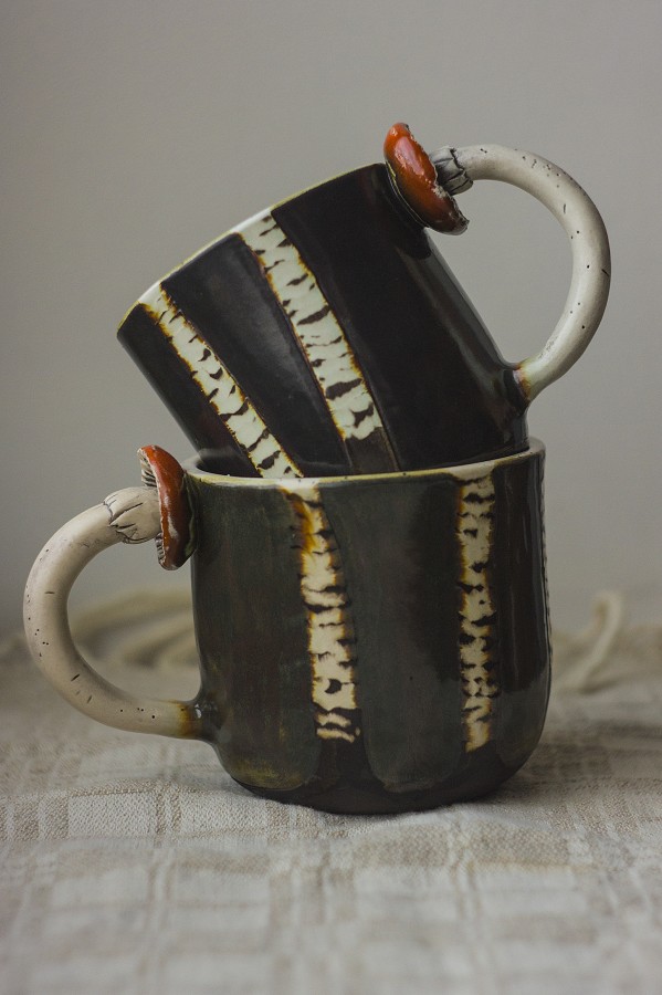 Puodeliai "Prietema" su grybo rankena