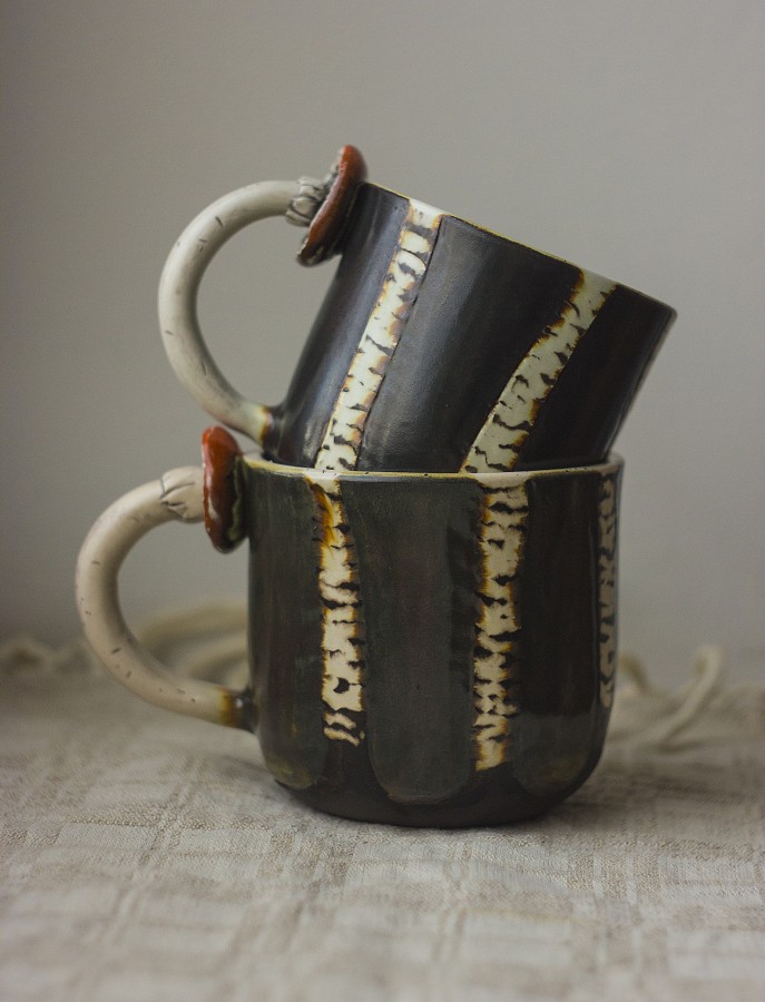 Puodeliai "Prietema" su grybo rankena