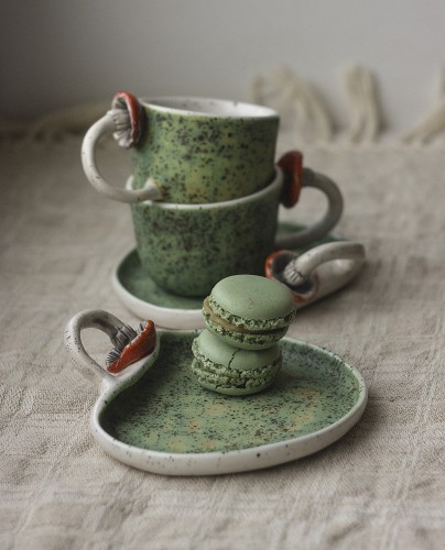 Desertinė lėkštelė "Samanota" sugrybo rankenėle