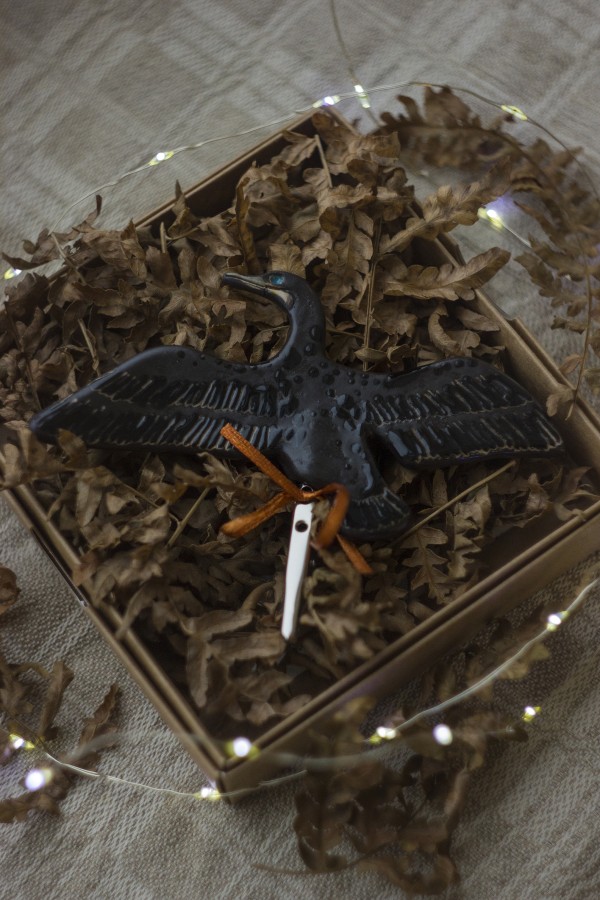 Namų, eglutės dekoracija "Kormoranas" su dėžute