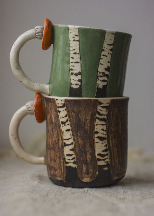 Puodeliai "Pavasaris" ir "Ruduo beržyne"