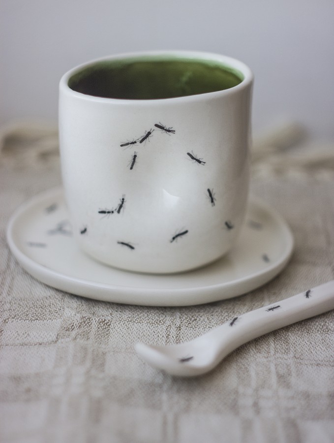 Puodelis "Skruzdė" žaliu vidum, 250ml