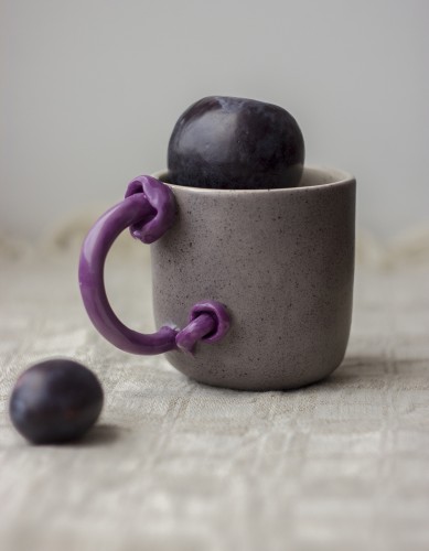 Puodelis su grybo rankena "Violetinis nuosėdis" 200ml